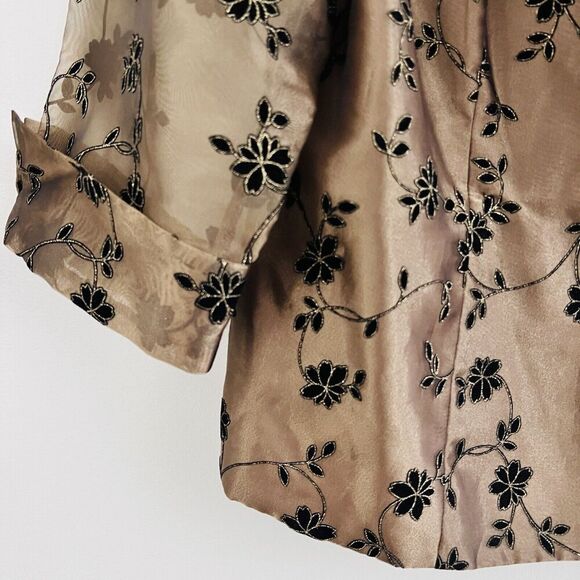 Dressbarn Woman Collection Brown & Black Floral Embellished Jacket ~ Plus Sz 20W - Picture 3 of 9